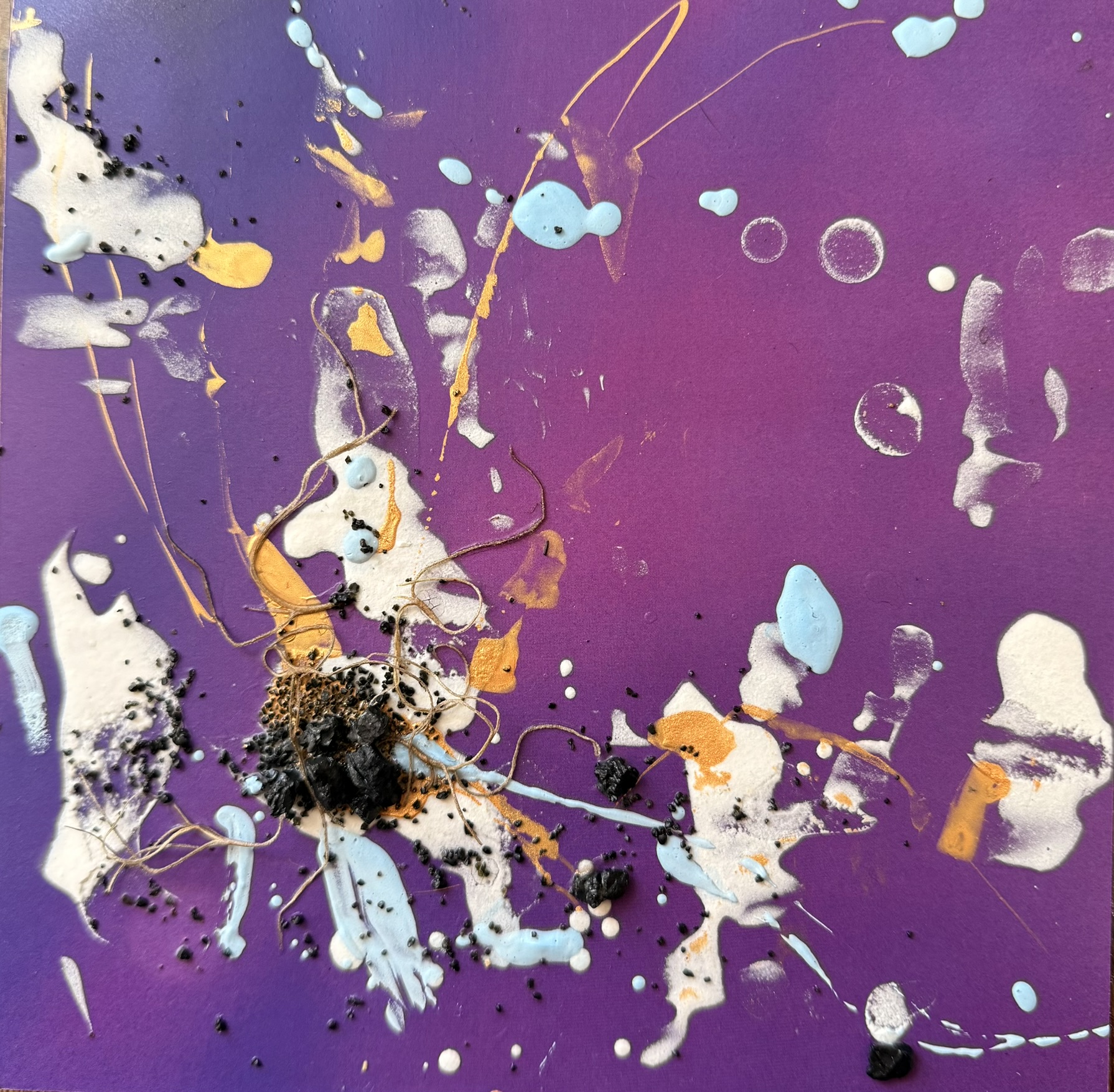 Dreaming, 2026. Acrylic, cast elements, coil pieces, air plant on photographic print mounted on foam board.